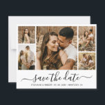 Papier Budget Whimsical Calligraphie Photo Enregistrer La<br><div class="desc">Élégant budget Moderne Minimaliste Calligraphie Script 5 Collage de photos Enregistrer les cartes de dates en noir et blanc. Ce design romantique et délicat est parfait pour un mariage moderne. Caractéristiques 5 (cinq) grille photo collage, une calligraphie whimsical dans la main lettré style swash tail police. Facile à personnaliser avec...</div>