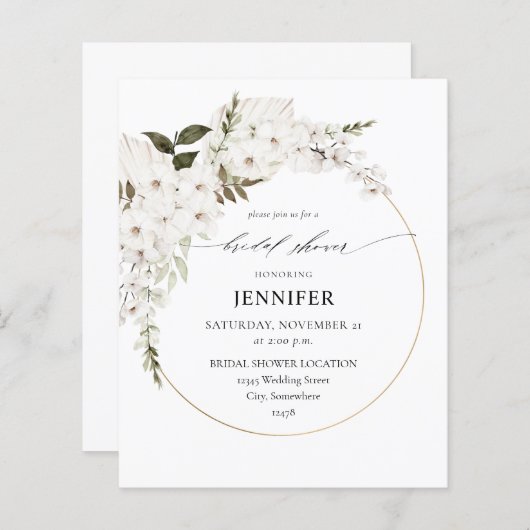 Papier Budget White Boho Floral Fête des mariées (Devant / Derrière)