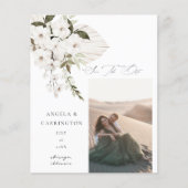 Papier Budget White Boho Floral Photo Enregistrer la date (Devant)