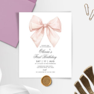 Papier Budget White Bow Invitation d'anniversaire