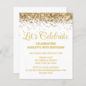 Papier Budget White & Gold 30th Birthday Party Invitation (Devant / Derrière)
