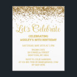 Papier Budget White & Gold 30th Birthday Party Invitation<br><div class="desc">Invitation de la Parties scintillant blanche et or,  Budget 30ème anniversaire invitation,  Fêtons Trente n'importe quel âge,  Quarantième Cinquante-Soixante,  Personnalisé 21ème 40ème 60ème,  Élégant jalon Trentième Sweet 16,  Personnalisé 18ème Glam Golden Confetti,  Calligraphie adulte Design moderne écriture,  ic tendance simple pour elle,  Bling 16e quinceanera 15e célébration</div>