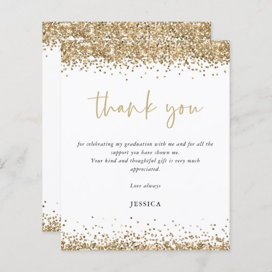 Papier Budget White Gold Parties scintillant 2024 Graduat (Devant / Derrière)