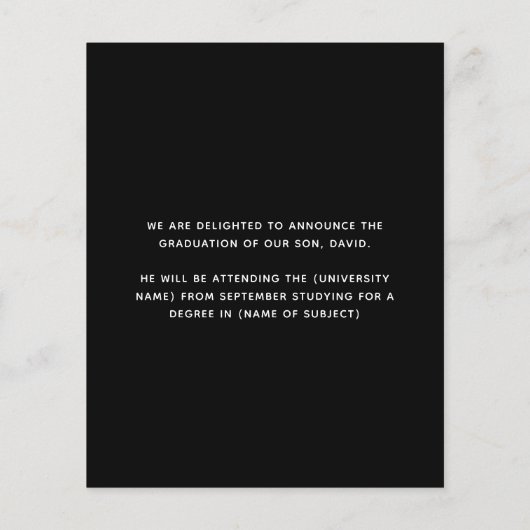 Papier Budget White Gold Texte 2025 Grad Faire-part (Dos)