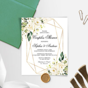 Papier Budget White & Green Couples Douche Invitation
