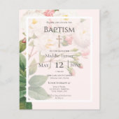 Papier Budget White Rose Baptême Invitation (Devant)