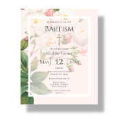 Papier Budget White Rose Baptême Invitation
