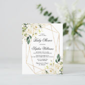 Papier Budget White Rose & Green Baby Shower Invitation (Debout devant)