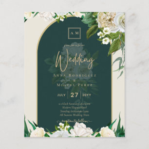 Papier BUDGET White Roses Forêt Vert Mariage d'hiver INV
