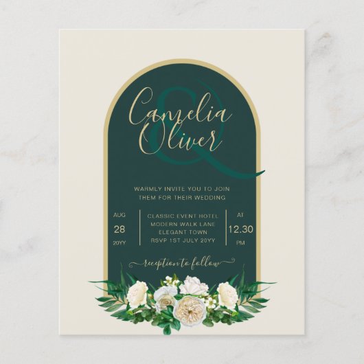 Papier BUDGET White Roses Forêt Vert Mariage d'hiver INV (Devant)