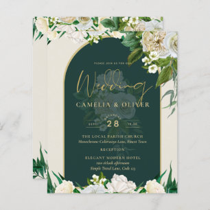 Papier BUDGET White Roses Forêt Vert Mariage d'hiver INV