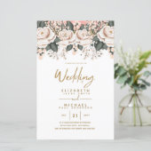 Papier Budget White Roses Mariage botanique Invite A9 (Debout devant)