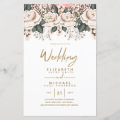 Papier Budget White Roses Mariage botanique Invite A9 (Devant)