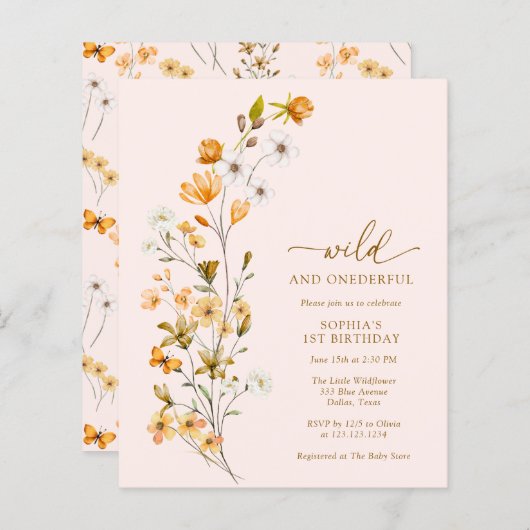 Papier BUDGET Wild and Onederday Invitation 1er anniversa (Devant / Derrière)