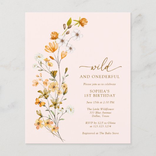 Papier BUDGET Wild and Onederday Invitation 1er anniversa (Devant)