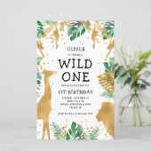 Papier Budget Wild One 1er anniversaire Safari Invitation (Debout devant)