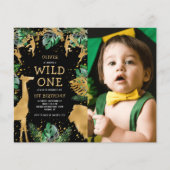 Papier Budget Wild One Photo Vert Or Noir Anniversaire (Devant)