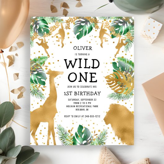 Papier Budget Wild One Safari 1er anniversaire Invitation