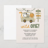 Papier Budget Wild One Safari Animaux 1er anniversaire In (Devant / Derrière)
