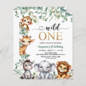 Papier Budget Wild One Safari Animaux 1er anniversaire In (Devant / Derrière)