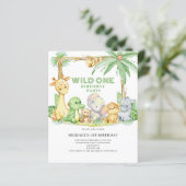 Papier Budget Wild One Safari Animaux Anniversaire Invita (Debout devant)