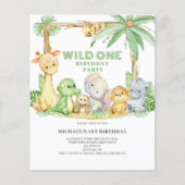 Papier Budget Wild One Safari Animaux Anniversaire Invita (Devant)