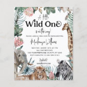 Papier Budget Wild One Safari Animaux Baby shower Invitat (Devant)