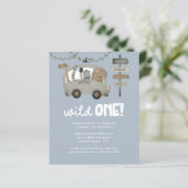 Papier Budget Wild One Safari Blue Boy Premier anniversai (Debout devant)