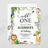 Papier Budget Wild One Safari Jungle Animaux Anniversaire (Devant / Derrière)