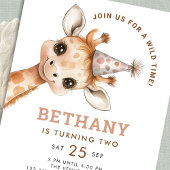 Papier Budget Wild Time Cute Giraffe 2e fête d'anniversai