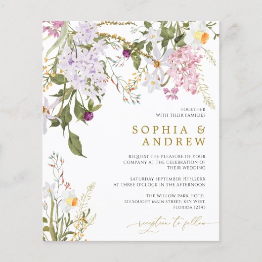 Papier Budget Wilfleurs Faire-part de mariage (Devant)