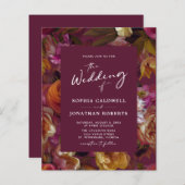 Papier Budget Wineberry Floral QR Code Faire-part de mari (Devant / Derrière)