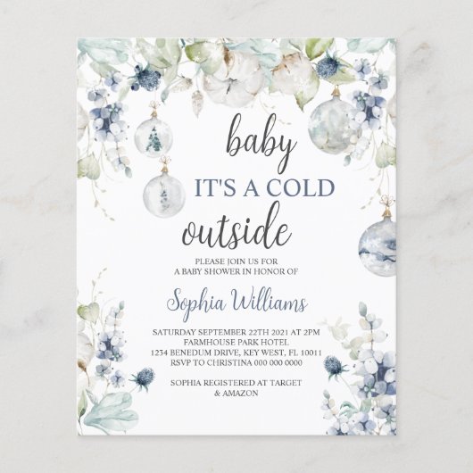 Papier Budget Winter Baby C'est une invitation froide à l (Devant)