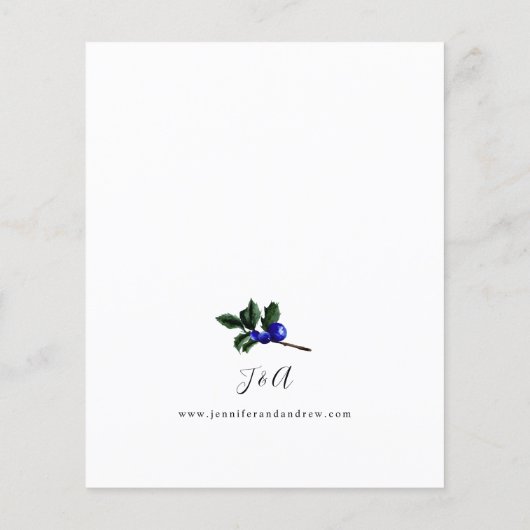 Papier Budget Winter Blue Berries & Pine Greenery Mariage (Dos)