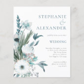 Papier Budget Winter Florals Turquoise QR Code Mariage in (Devant)
