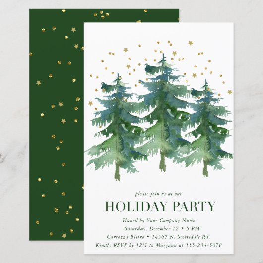 Papier Budget Winter Forest Company Fête Invitation (Devant / Derrière)