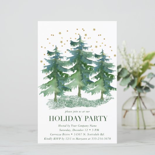 Papier Budget Winter Forest Company Fête Invitation (Debout devant)