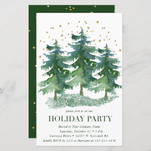 Papier Budget Winter Forest Company Fête Invitation