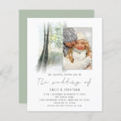 Papier Budget Winter Forest Photo QR Code Sage Mariage (Devant / Derrière)