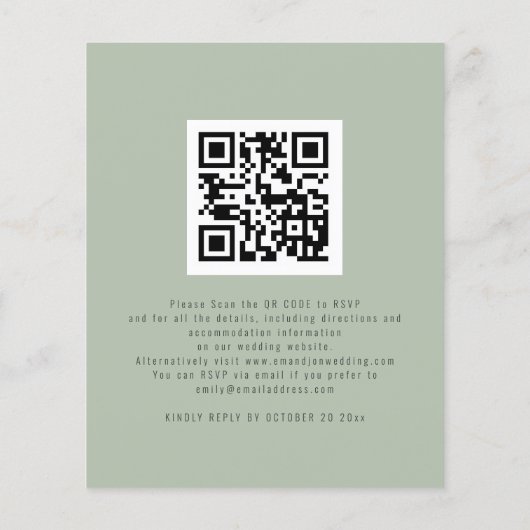 Papier Budget Winter Forest Photo QR Code Sage Mariage (Dos)