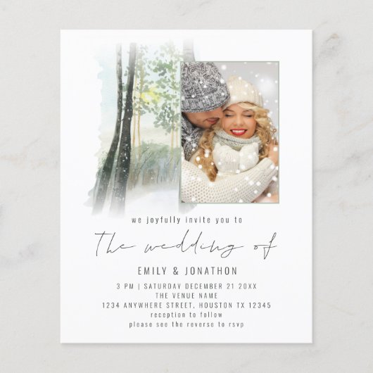 Papier Budget Winter Forest Photo QR Code Sage Mariage (Devant)