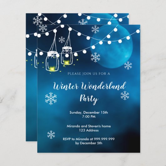 Papier Budget Winter merveilleuse fête lune bleue (Devant / Derrière)