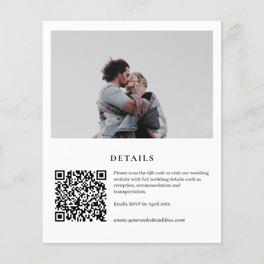 Papier Budget Winter Wreath Photo QR code mariage invitat (Dos)