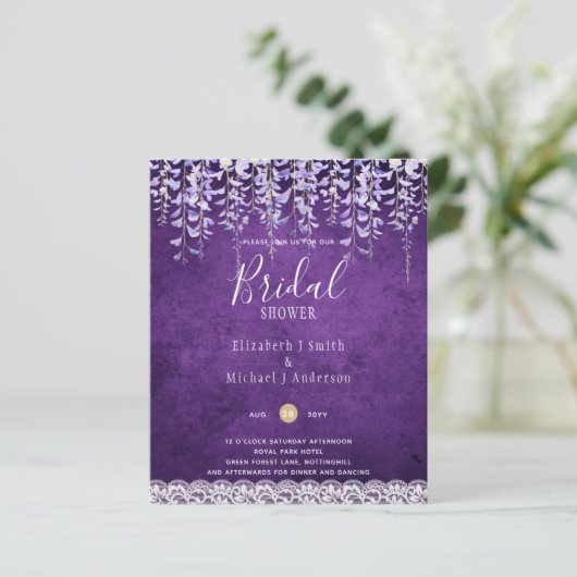 Papier BUDGET Wisteria Floral Lace FÊTE DES MARIÉES INVIT (Debout devant)