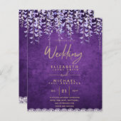 Papier BUDGET Wisteria Purple Floral Lace Mariage INVITE (Devant / Derrière)