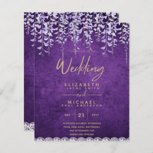 Papier BUDGET Wisteria Purple Floral Lace Mariage INVITE