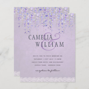 Papier BUDGET Wisteria Purple Floral Lace Mariage INVITE