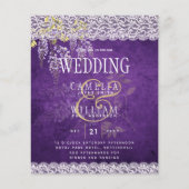 Papier BUDGET Wisteria Purple Floral Lace Mariage INVITE (Devant)