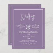 Papier Budget Wisteria Purple Mariage Simple Monochrom (Devant / Derrière)