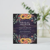Papier Budget Wood Sunflowers Invitation de douche nuptia (Debout devant)